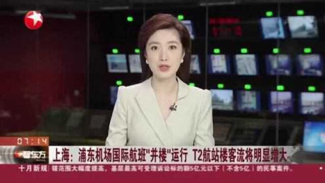 上海:浦东机场国际航班“并楼”运行 T2航站楼客流将明显增大