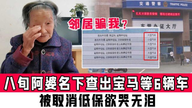 八旬阿婆名下查出宝马等6辆车,被取消低保欲哭无泪:邻居骗我?