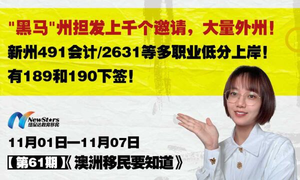 澳洲移民现“黑马”州担,发上千邀请,新州多个职业低分上岸