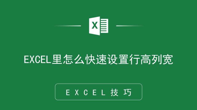 EXCEL表格中怎么快速设置行高列宽