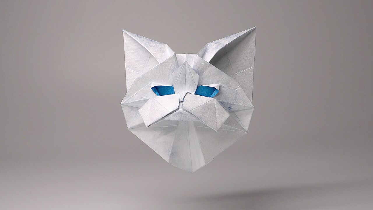 折纸 波斯猫头 Origami Persian Cat Head