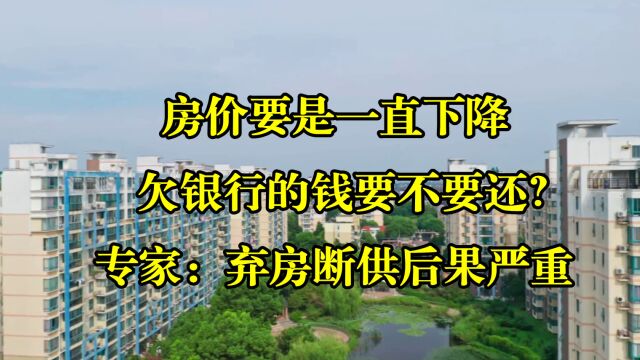 房价要是一直下降,欠银行的钱要不要还?专家:弃房断供后果严重