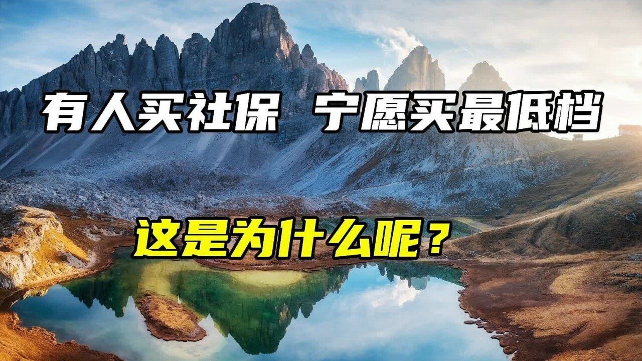 有些人买社保,宁愿买最低档,这是为什么?