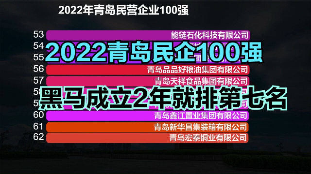 2022青岛民企100强出炉!这家黑马成立2年就杀进前十,有何来头?