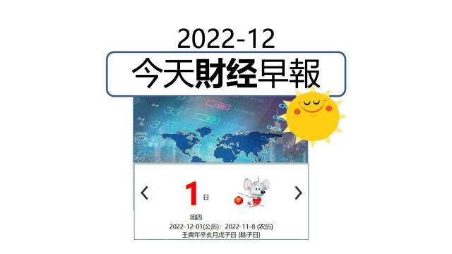 12月1日/2022 今日财经早报 #财经 #经济 #阿迪财经 #生活易数 #理财有道 