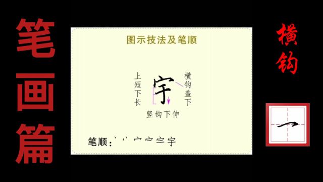 横钩示范1:“宇”字的书写技法演示