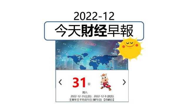 12月31日/2022 今日财经早报 #财经 #经济 #阿迪财经 #生活易数 #理财有道 