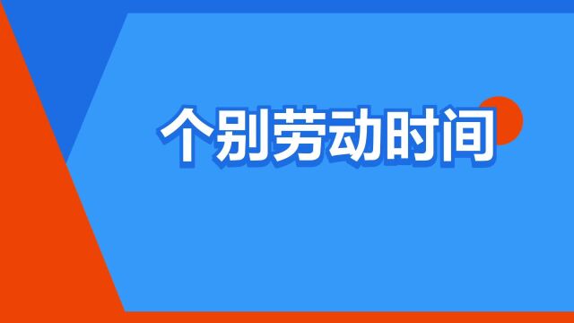 “个别劳动时间”是什么意思?