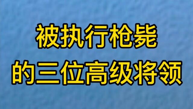 被执行枪毙的三位高级将领