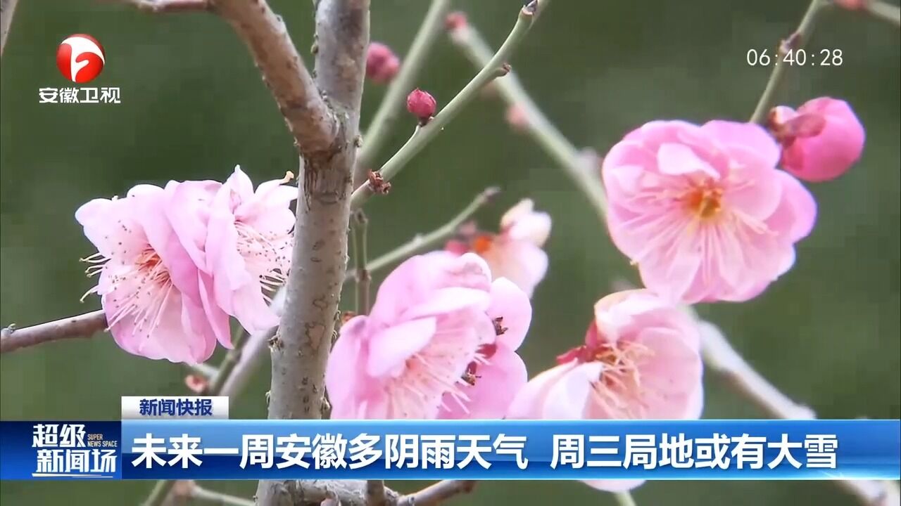 未来一周安徽省多阴雨天气,局地或有雪