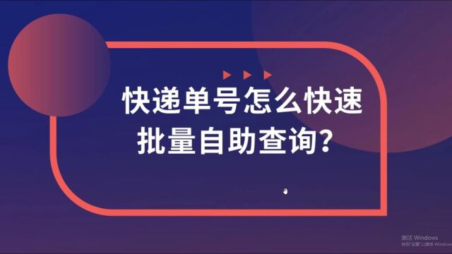 快递单号怎么快速批量自助查询?