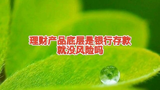 银行理财,客户经理说底层是银行存款,利率高没风险,真没风险吗