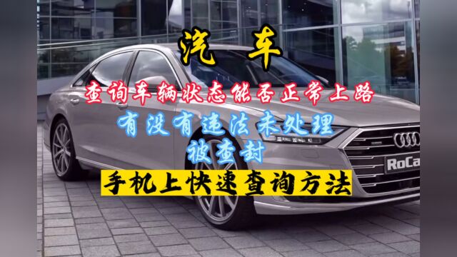 汽车是否被查封如何查询?以及如何鉴别是否抵押、违法、逾期?查询方法来了,教大家在手机上快速查询车辆状态.