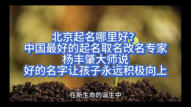 北京起名哪里好?中国最好的起名大师杨丰肇说好的名字让孩子积极向上