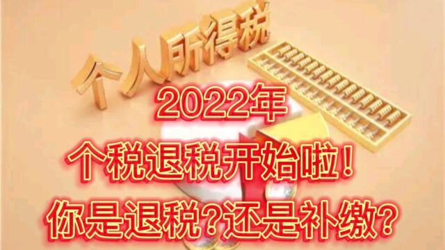 2022年个税退税开始啦!快去看看你是退税还是需要补缴吧!