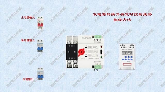 双电源转换开关定时控制线路接线方法#零基础学电工 #双电源转换开关 #时控开关