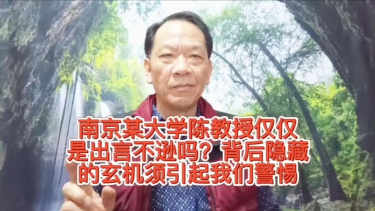 南京某大学陈教授仅仅是出言不逊吗?背后隐藏的玄机须引起警惕