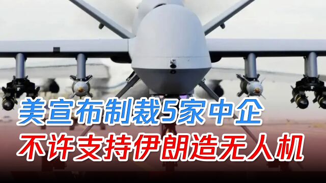 美制裁五家中企,理由是提供生产配件,给伊朗造无人机给俄军使用