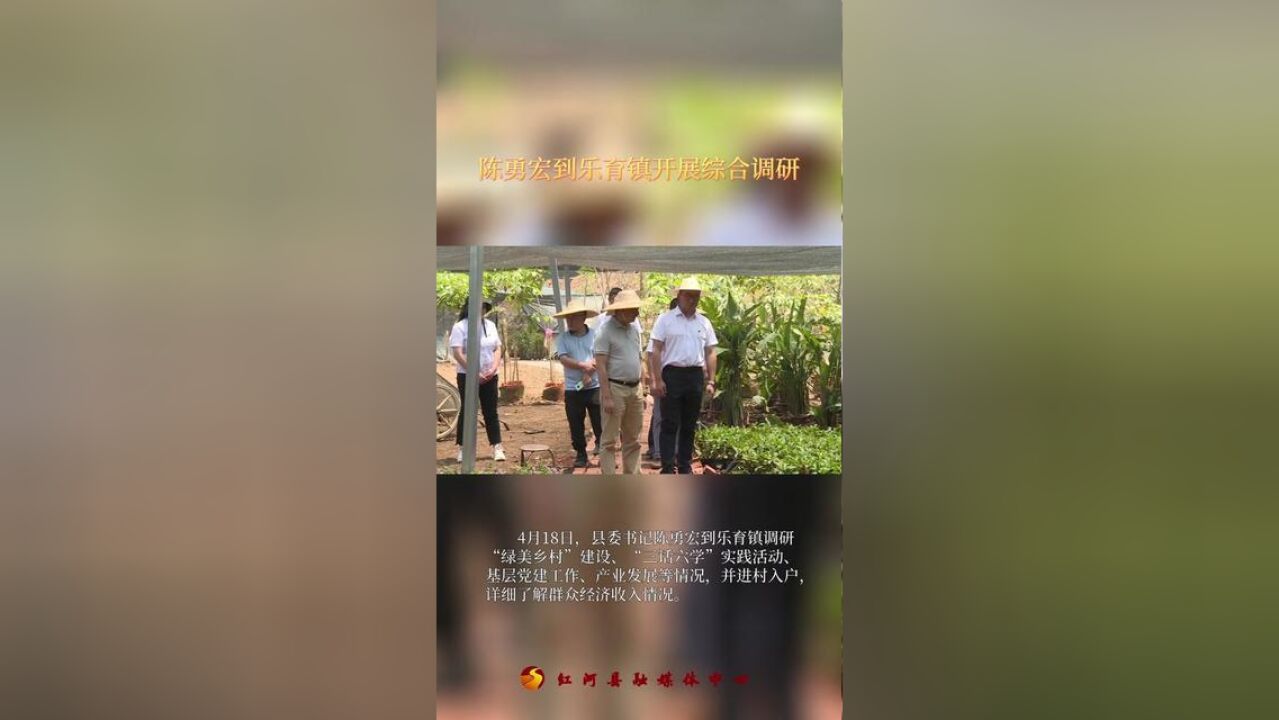 陈勇宏到乐育镇开展综合调研记者:龙江元