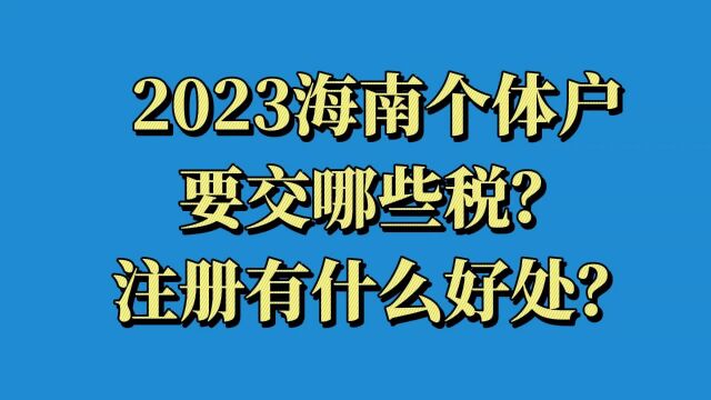 2023年海南个体户要交哪些税?有什么好处?