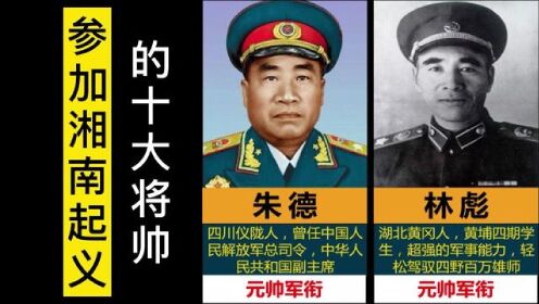 参加湘南起义的10大将帅，3元帅2大将，他们谁更厉害#开国将帅 #传奇人物