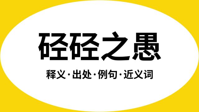 “硁硁之愚”是什么意思?