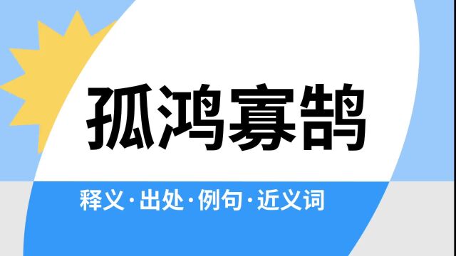 “孤鸿寡鹄”是什么意思?