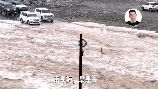 汽车正在行驶,没想到洪水直接把路给淹了