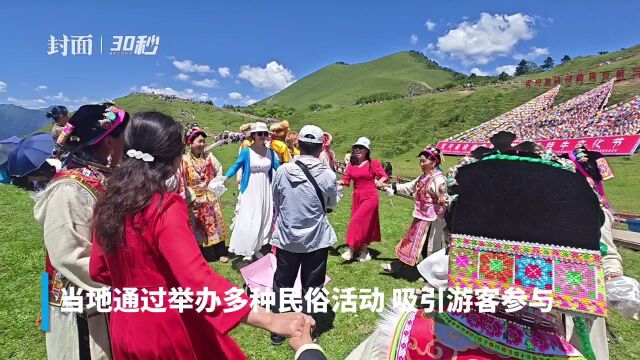 30秒|跳锅庄 看非遗 高山牧场上享清凉