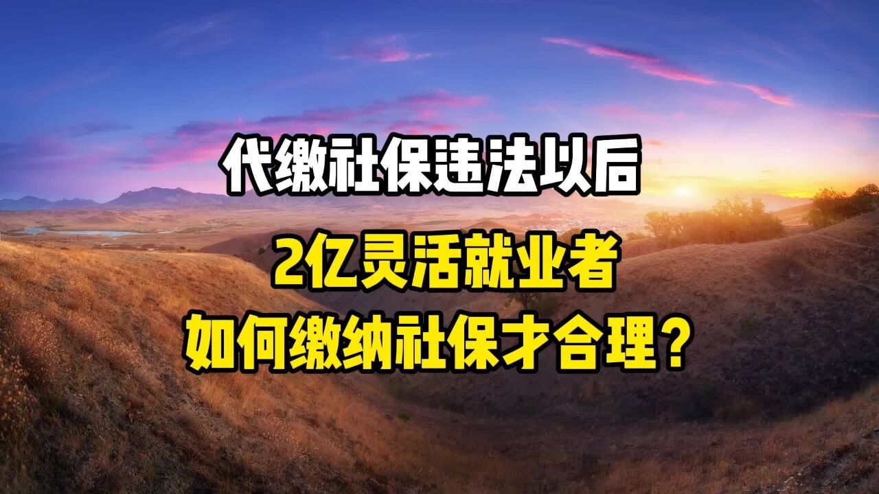 代缴社保违法以后,2亿灵活就业者如何缴纳社保才合理?