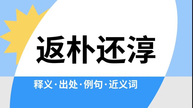 “返朴还淳”是什么意思?