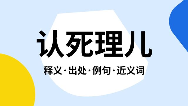 “认死理儿”是什么意思?