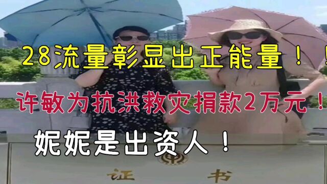 28流量彰显出正能量!许敏为抗洪救灾捐款2万元!妮妮是出资人!