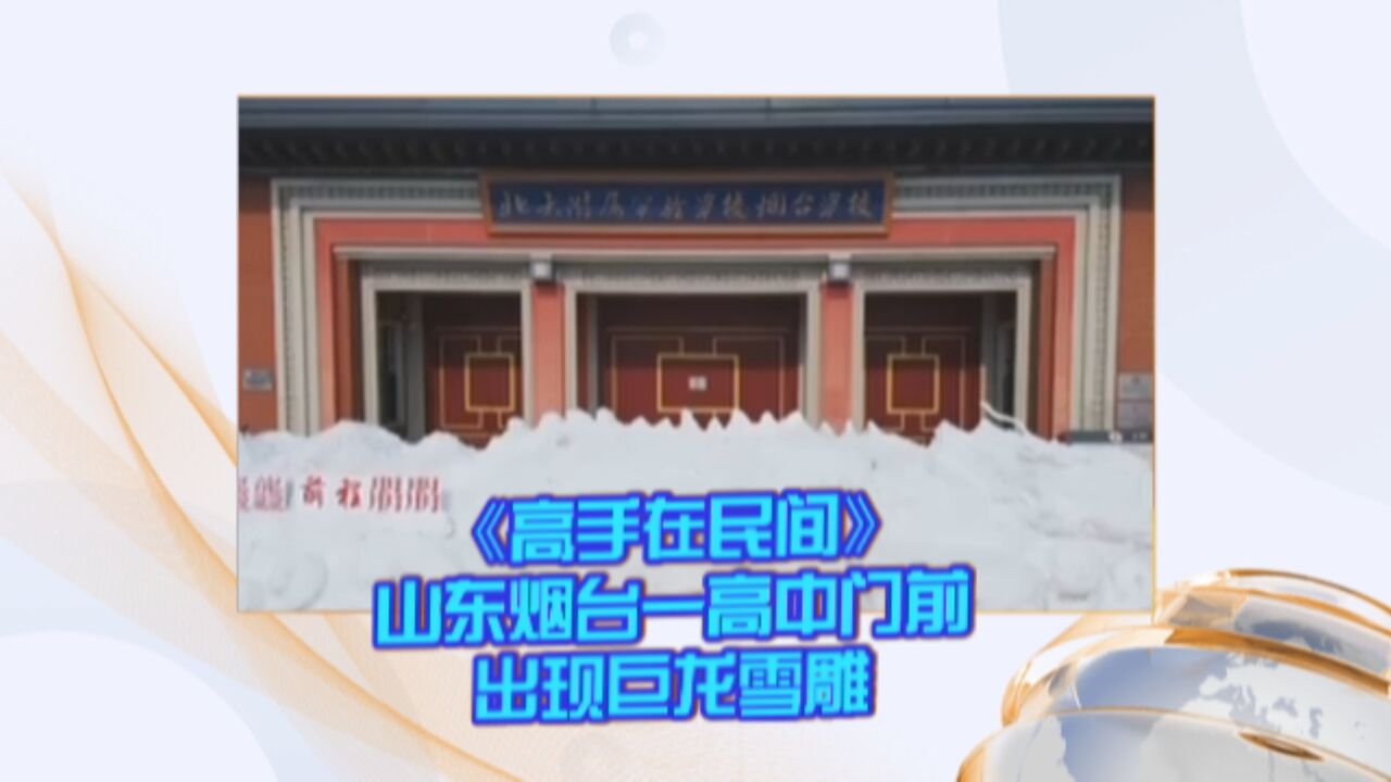 山东烟台一高中门前出现巨龙雪雕