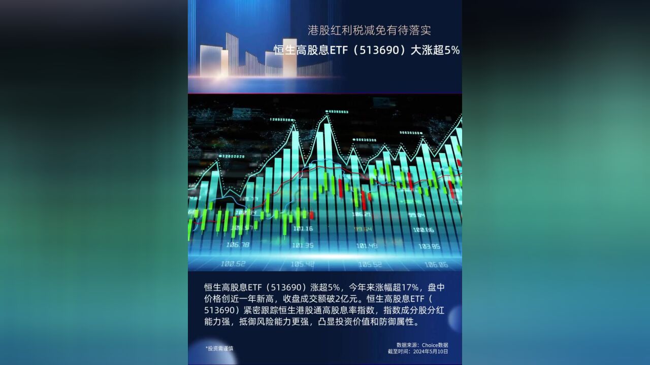 港股红利税减免有待落实,中国太保涨超8%,恒生高股息ETF(513690)大涨超5%