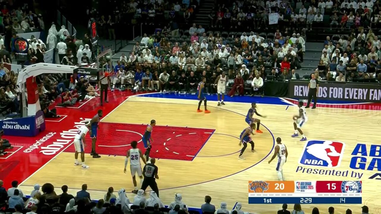 NBA季前赛：尼克斯vs76人第1节中文解说回放