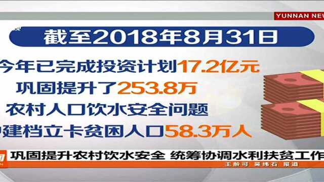 巩固提升农村饮水安全 统筹协调水利扶贫工作