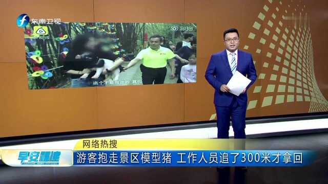 网络热搜 游客抱走景区模型猪 工作人员追了300米才拿回