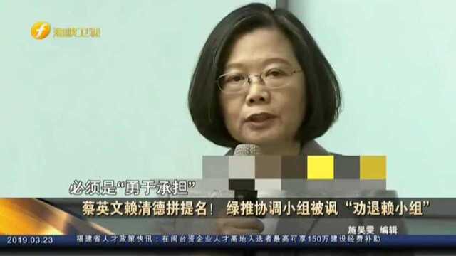 蔡英文赖清德拼提名!绿推协调小组被讽“劝退赖小组”