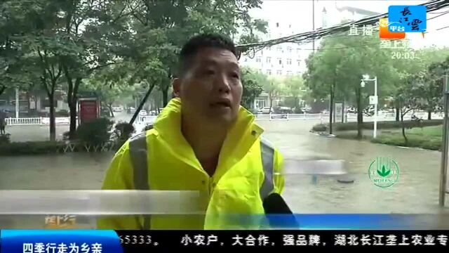 关注强降雨 仙桃:路面积水严重 应急部门上路巡查排险