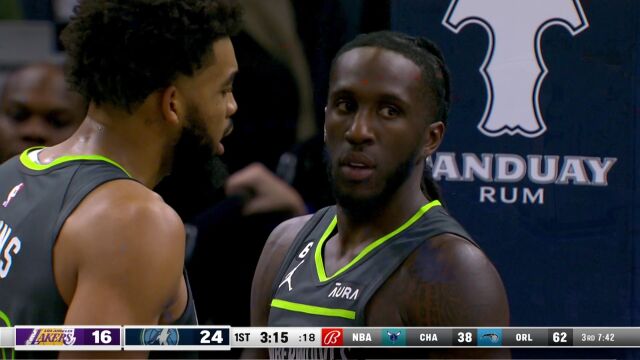 NBA常规赛：湖人vs森林狼第1节中文解说回放