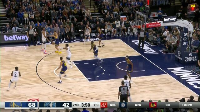 NBA常规赛：勇士vs森林狼英文原声全场回放