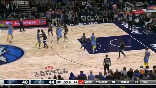 NBA常规赛：灰熊vs森林狼第2节英文原声回放