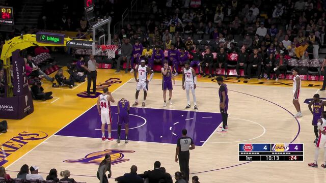 NBA常规赛:活塞vs湖人第1节 中文解说回放