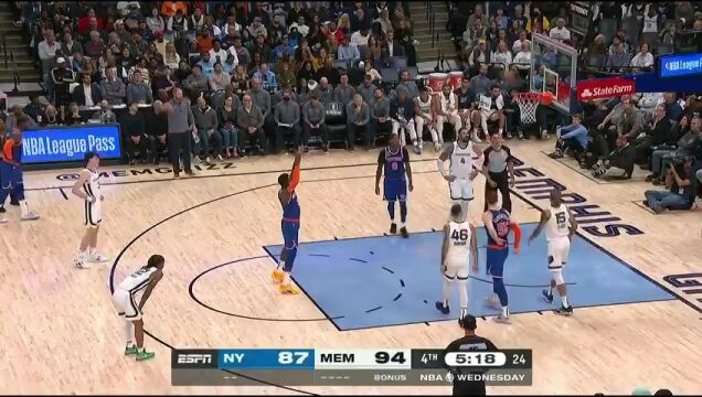 NBA常规赛：尼克斯vs灰熊第4节中文解说回放