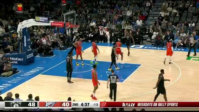 NBA常规赛：篮网vs雷霆第2节中文解说回放