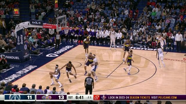 NBA常规赛：奇才vs鹈鹕第1节中文解说回放