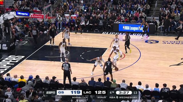 勇士vs快船第4节英文原声回放