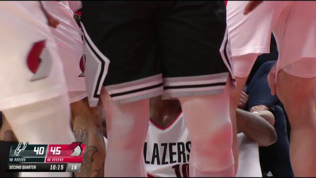 NBA常规赛：马刺vs开拓者第2节英文原声回放