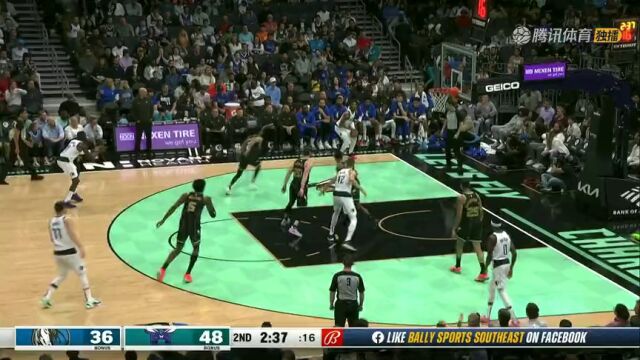 NBA常规赛：独行侠vs黄蜂第2节英文原声回放